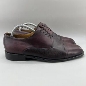 Paolo De Marco Alberta Shoes Men Size 9.5 M Burgundy Leather Cap Toe Low Oxford